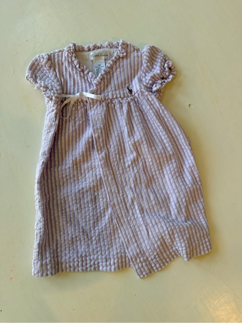 Ralph Lauren Lavender-White Striped Cotton Dress